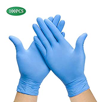 Disposable Powder Free Nitrile Gloves. Blue Plastic. PPE.